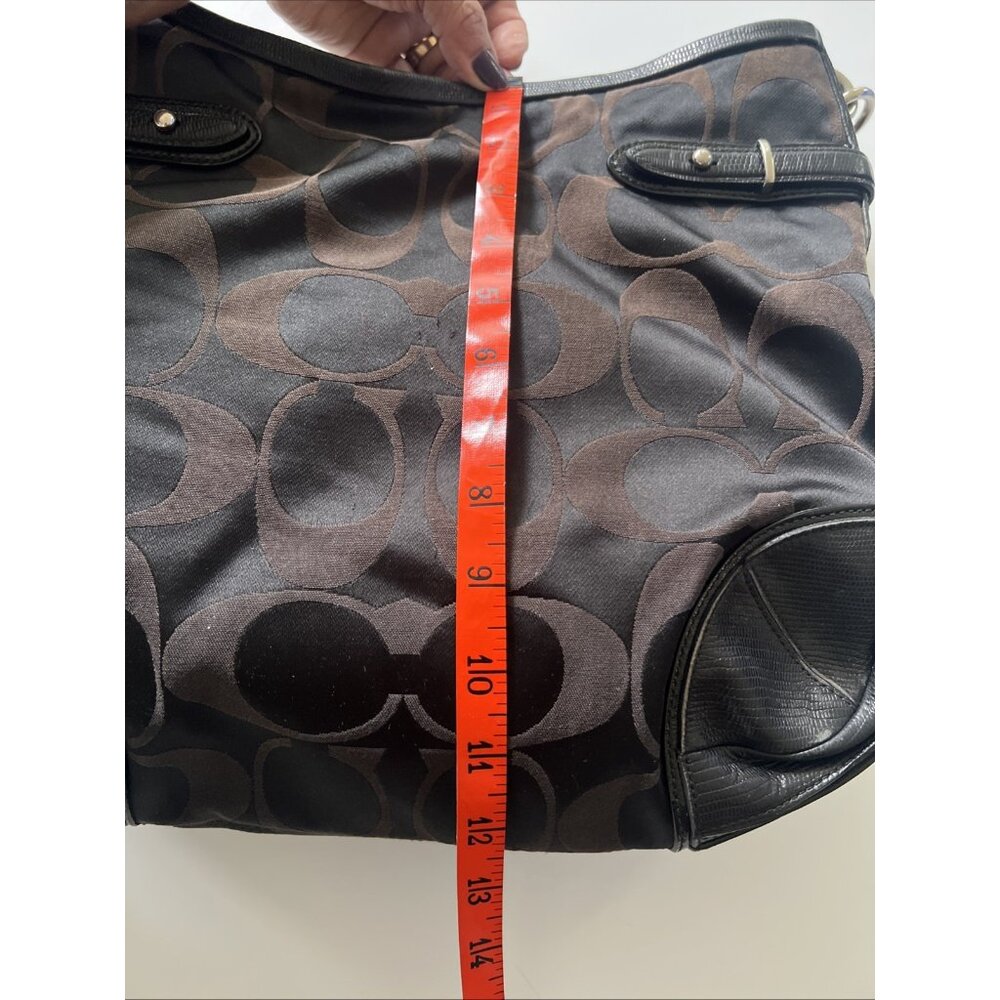 Vintage COACH #16408 Collette Signature Brown & Black Leather Cloth Bag - Picture 13 of 16